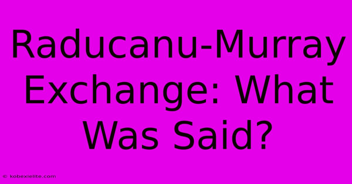 Raducanu-Murray Exchange: What Was Said?