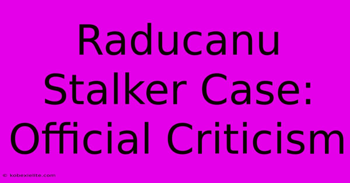 Raducanu Stalker Case: Official Criticism