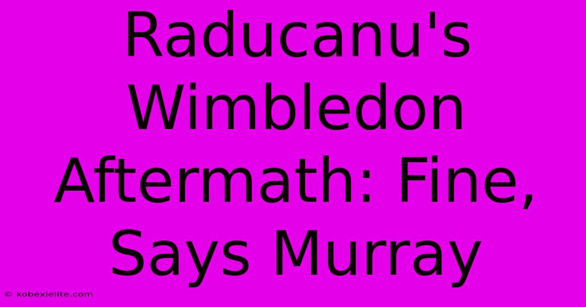 Raducanu's Wimbledon Aftermath: Fine, Says Murray