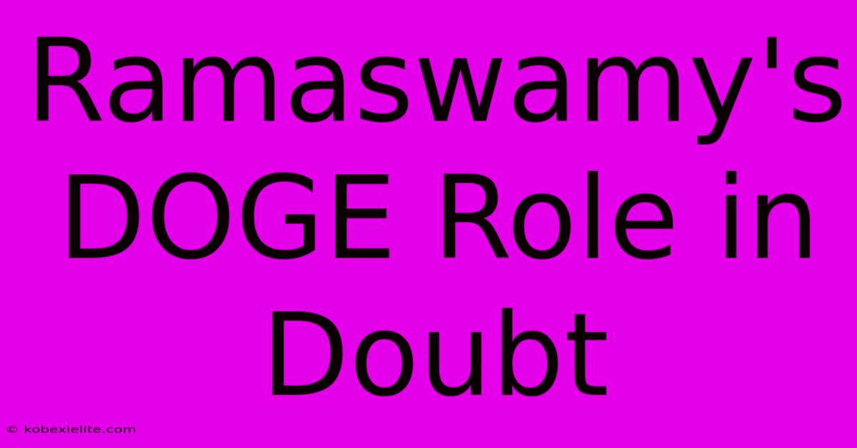 Ramaswamy's DOGE Role In Doubt