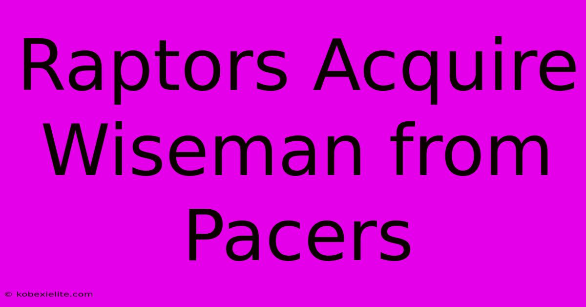 Raptors Acquire Wiseman From Pacers