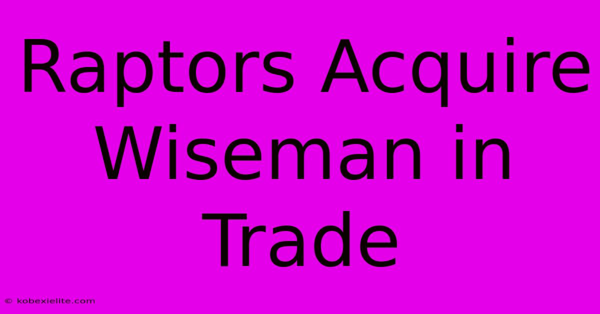 Raptors Acquire Wiseman In Trade