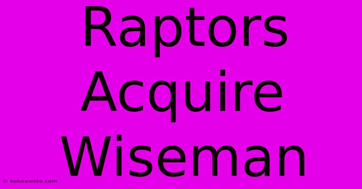 Raptors Acquire Wiseman