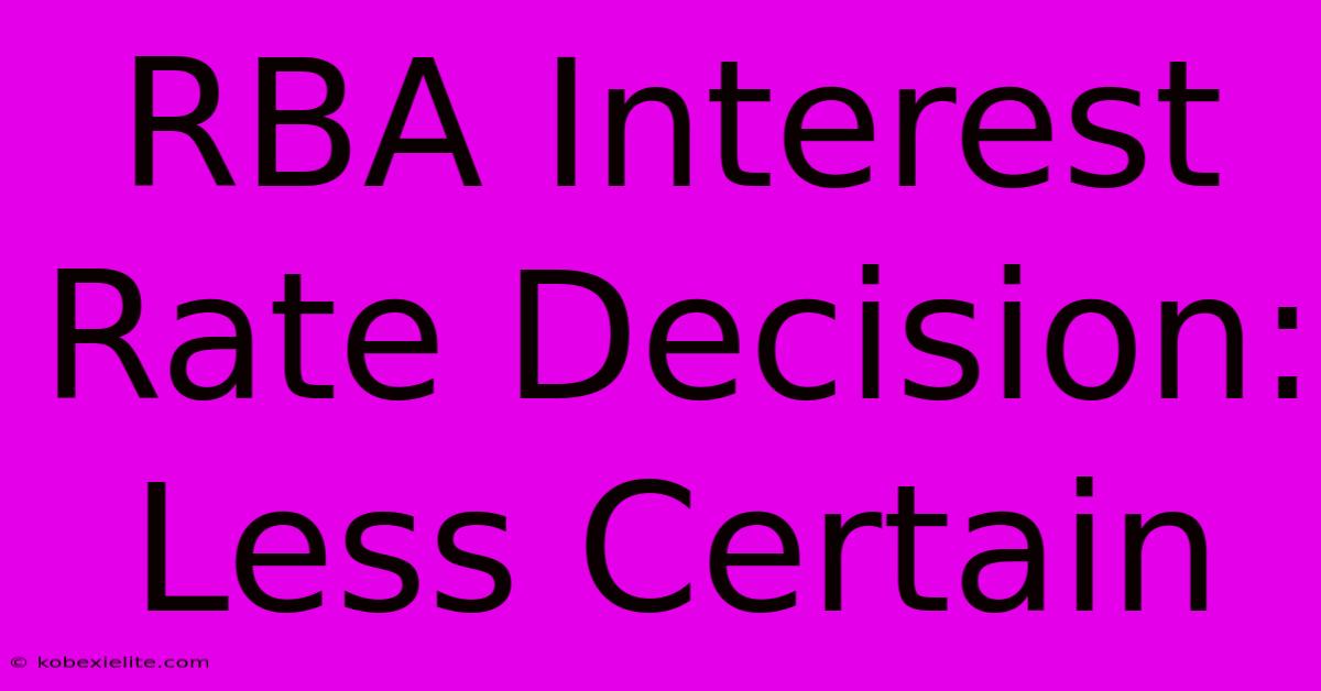 RBA Interest Rate Decision: Less Certain