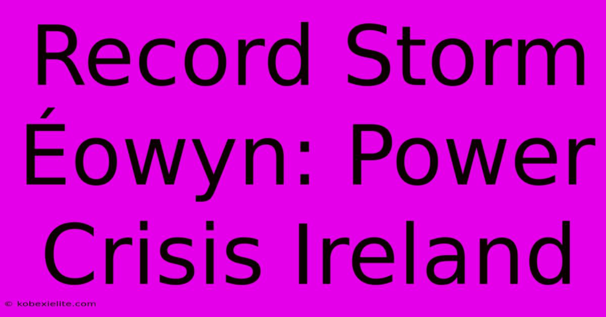 Record Storm Éowyn: Power Crisis Ireland