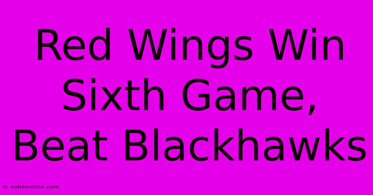 Red Wings Win Sixth Game, Beat Blackhawks