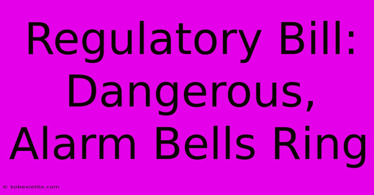 Regulatory Bill: Dangerous, Alarm Bells Ring