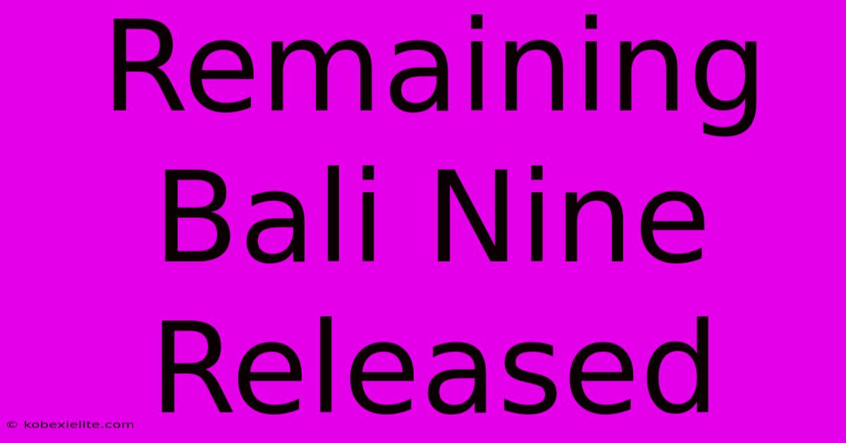 Remaining Bali Nine Released Remaining Bali Nine Released