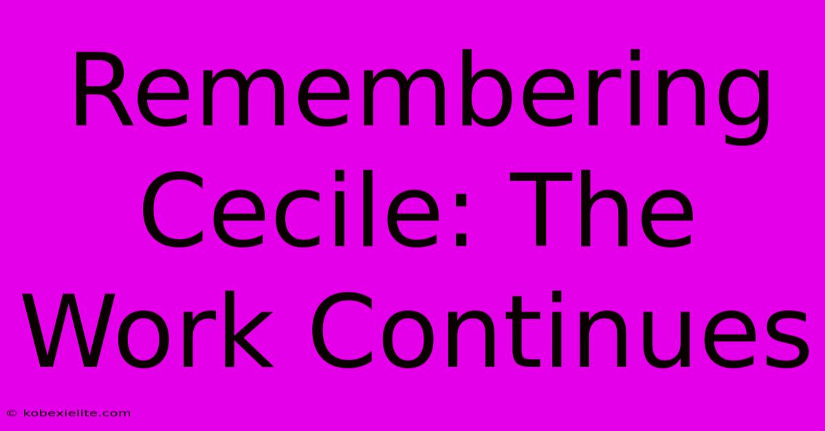 Remembering Cecile: The Work Continues