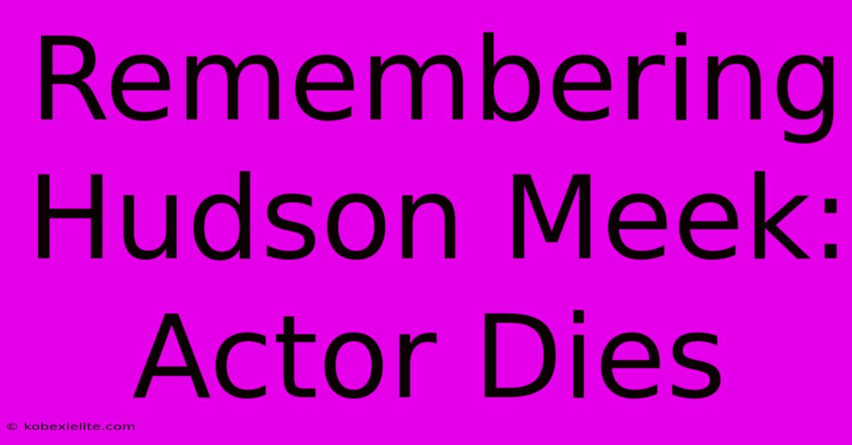 Remembering Hudson Meek: Actor Dies