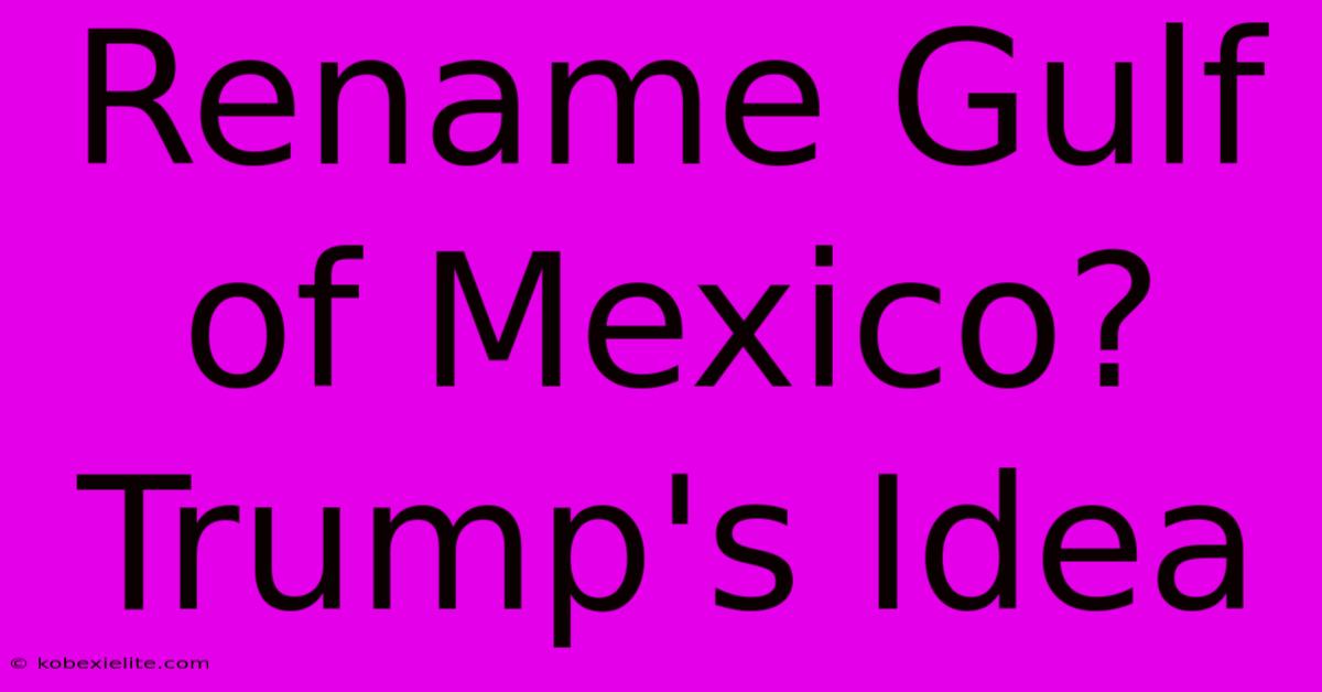 Rename Gulf Of Mexico? Trump's Idea