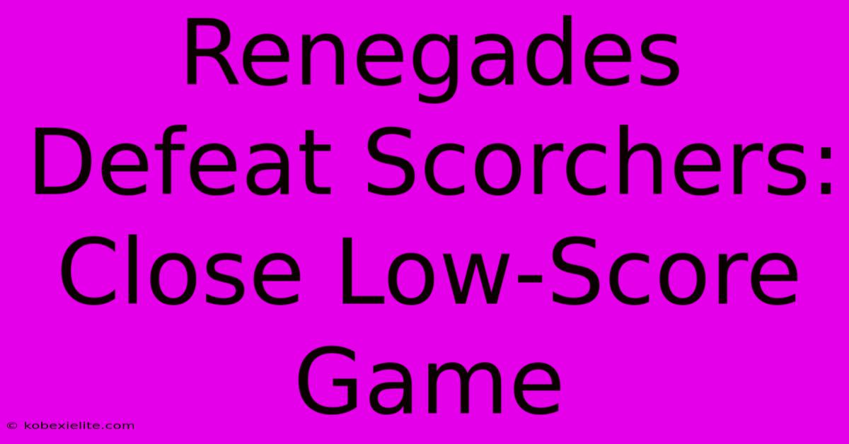 Renegades Defeat Scorchers: Close Low-Score Game