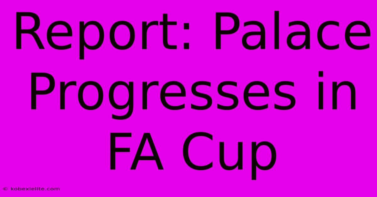 Report: Palace Progresses In FA Cup