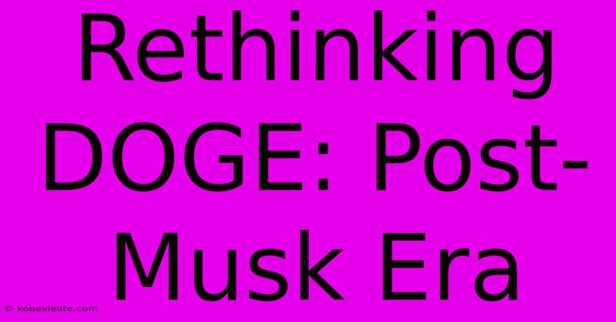 Rethinking DOGE: Post-Musk Era