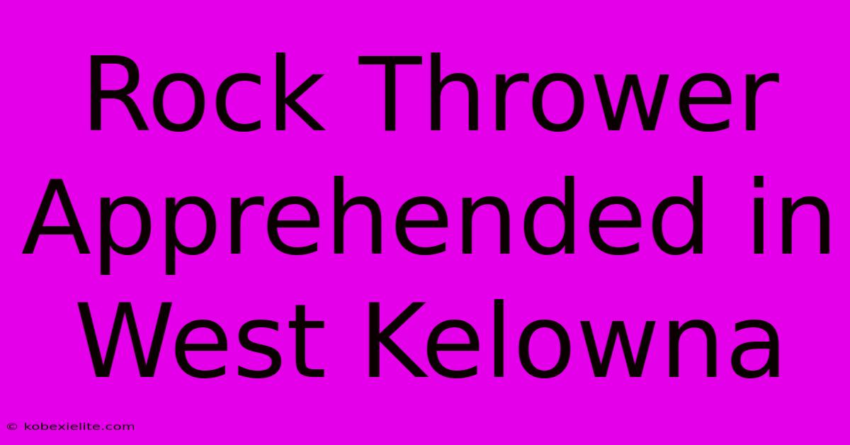 Rock Thrower Apprehended In West Kelowna