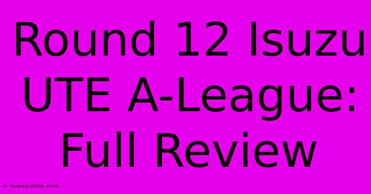 Round 12 Isuzu UTE A-League: Full Review