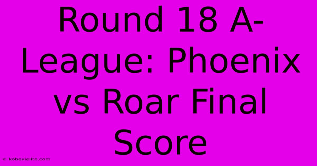 Round 18 A-League: Phoenix Vs Roar Final Score