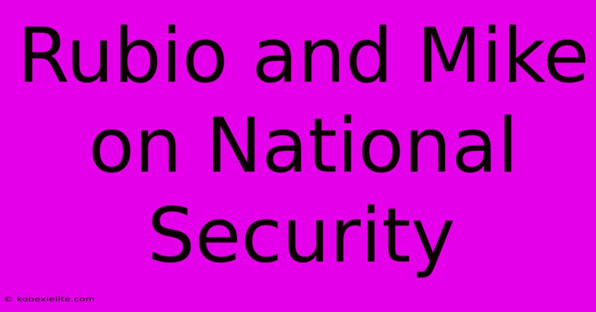 Rubio And Mike On National Security