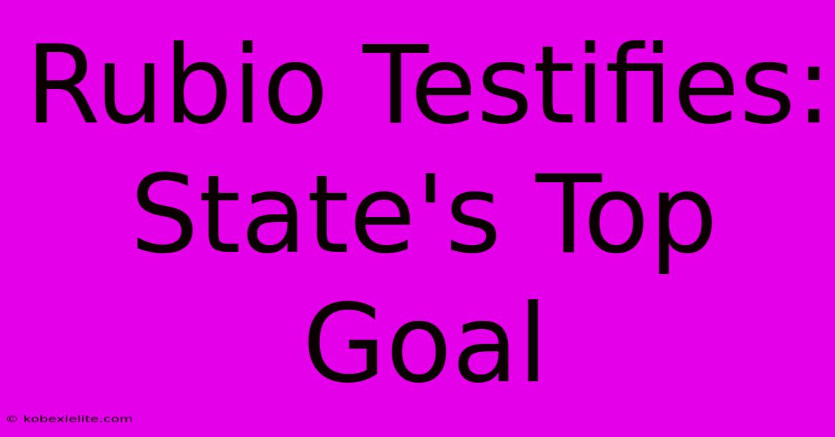 Rubio Testifies: State's Top Goal