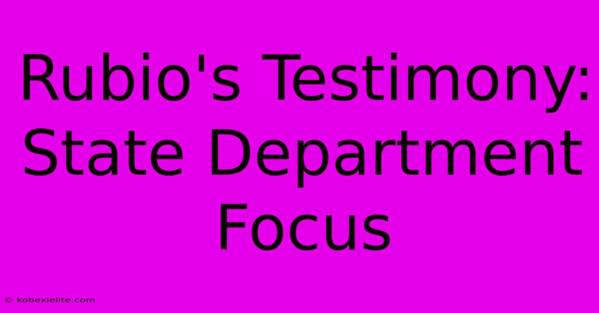 Rubio's Testimony: State Department Focus