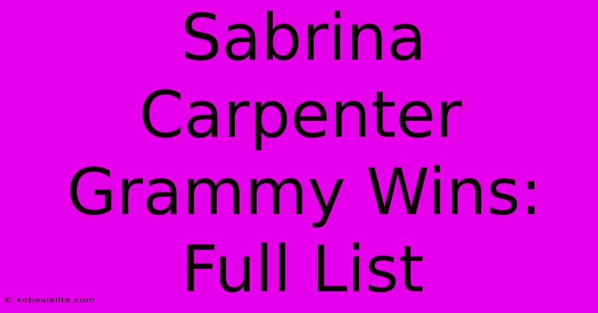 Sabrina Carpenter Grammy Wins: Full List