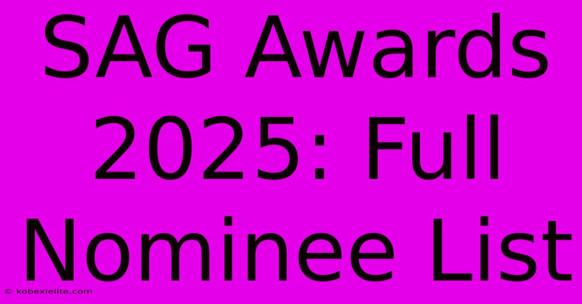 SAG Awards 2025: Full Nominee List