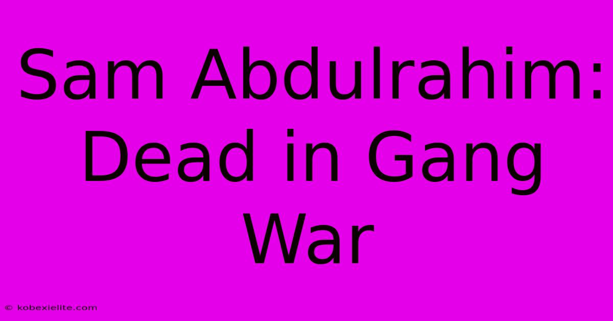 Sam Abdulrahim: Dead In Gang War