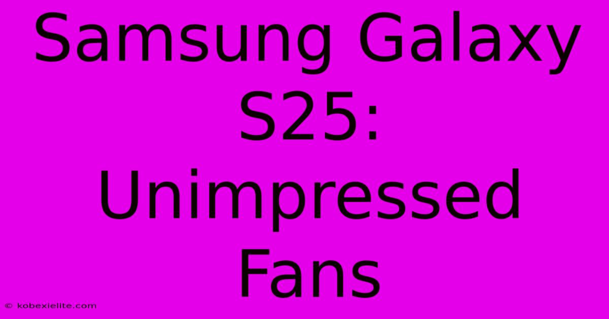 Samsung Galaxy S25: Unimpressed Fans