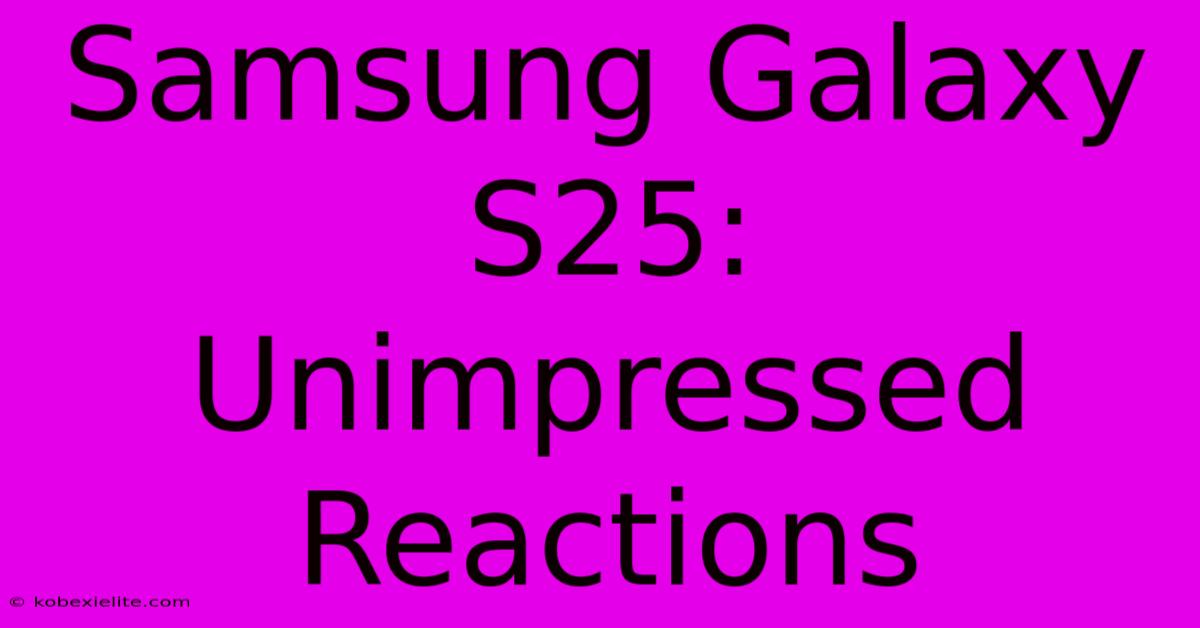 Samsung Galaxy S25: Unimpressed Reactions