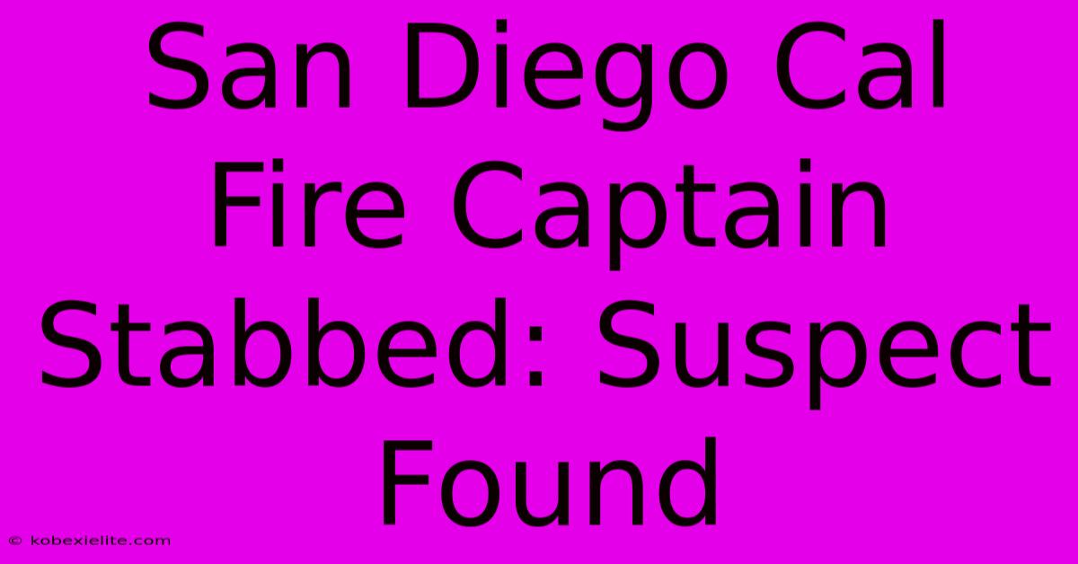 San Diego Cal Fire Captain Stabbed: Suspect Found