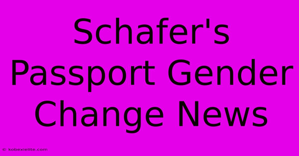 Schafer's Passport Gender Change News