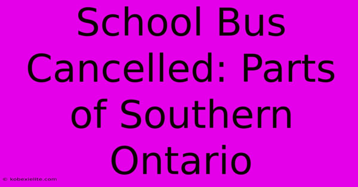 School Bus Cancelled: Parts Of Southern Ontario