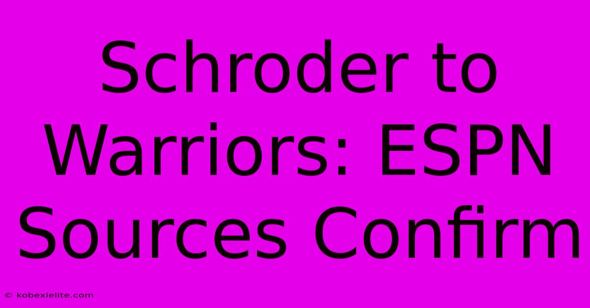Schroder To Warriors: ESPN Sources Confirm Schroder To Warriors: ESPN Sources Confirm