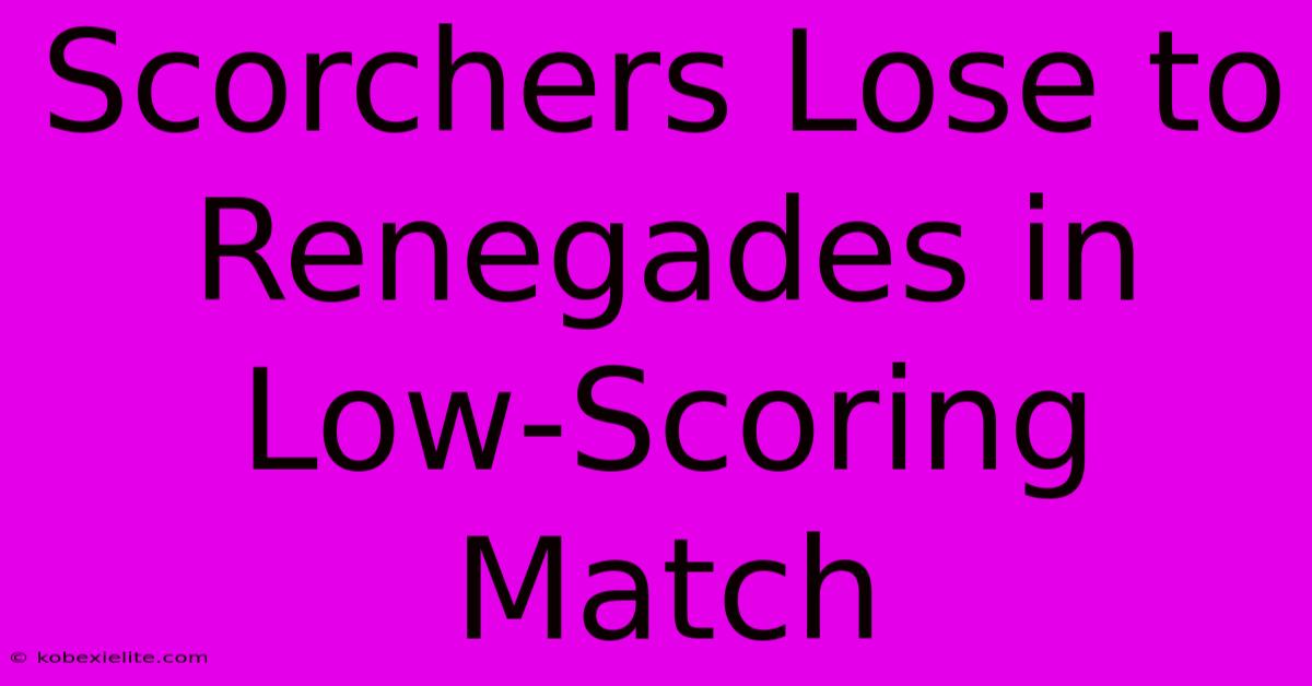 Scorchers Lose To Renegades In Low-Scoring Match