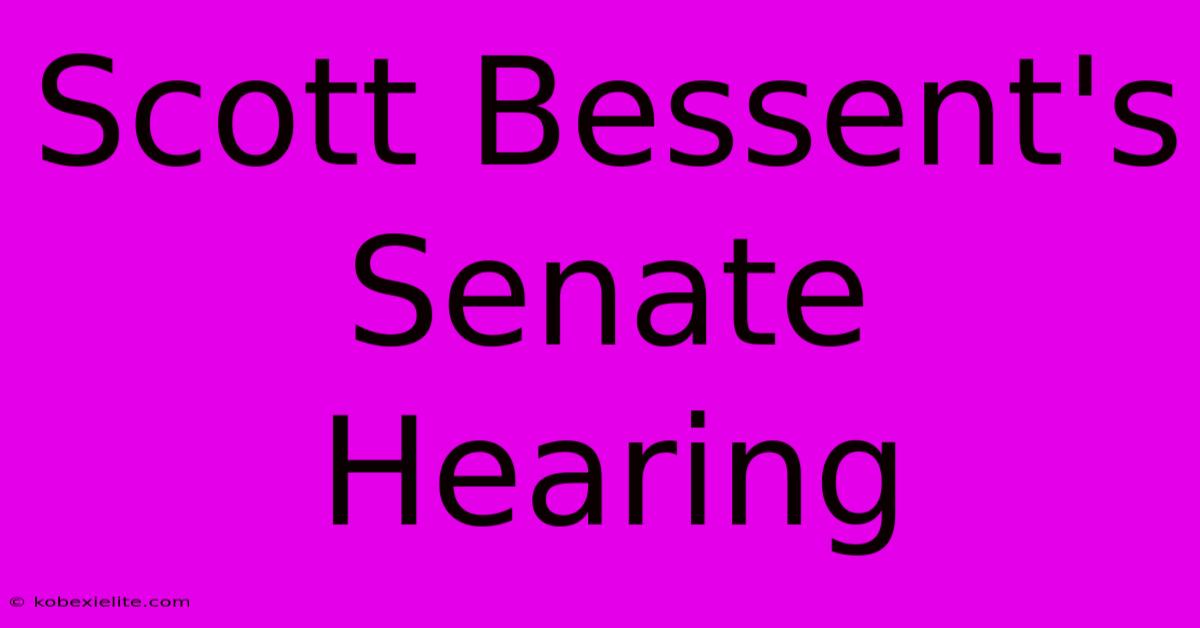 Scott Bessent's Senate Hearing