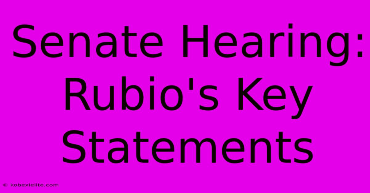 Senate Hearing: Rubio's Key Statements