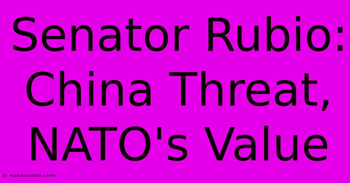 Senator Rubio: China Threat, NATO's Value