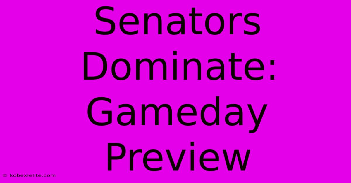 Senators Dominate: Gameday Preview