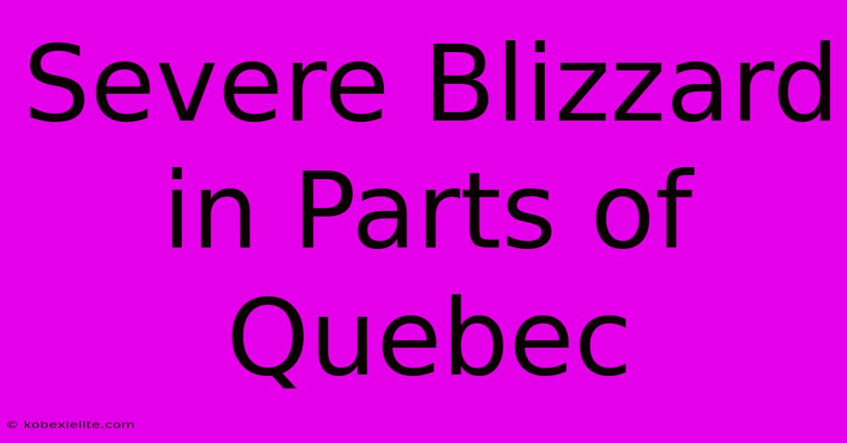 Severe Blizzard In Parts Of Quebec