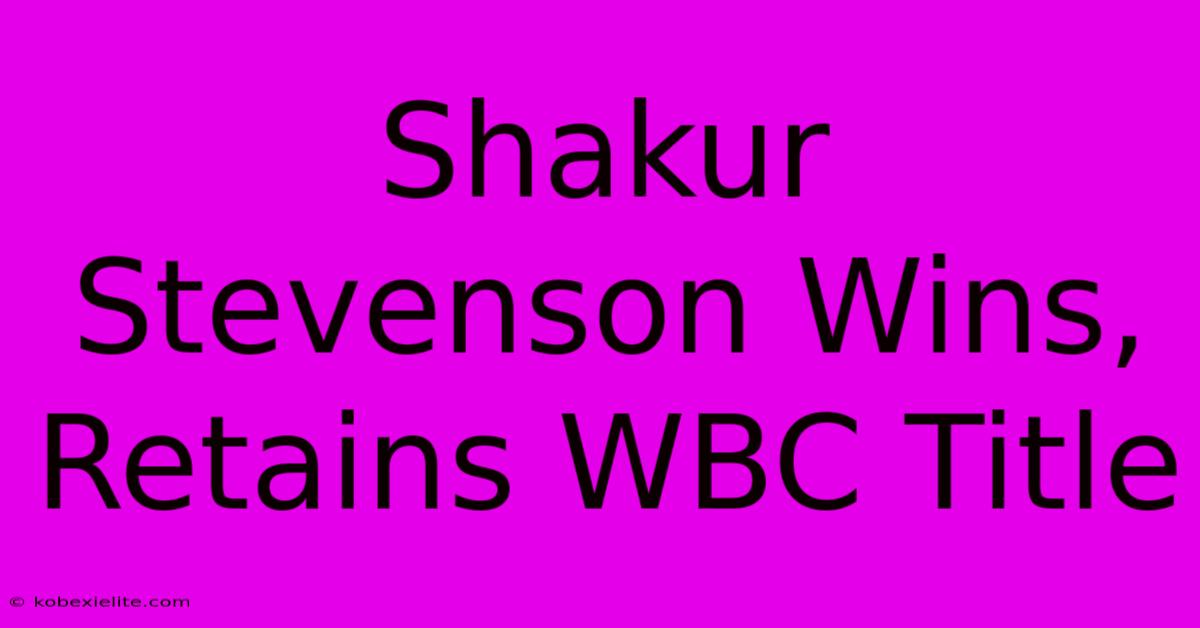 Shakur Stevenson Wins, Retains WBC Title