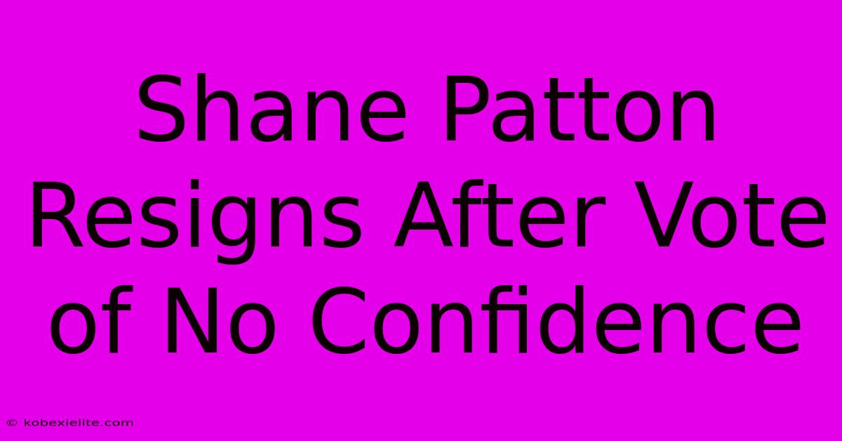 Shane Patton Resigns After Vote Of No Confidence