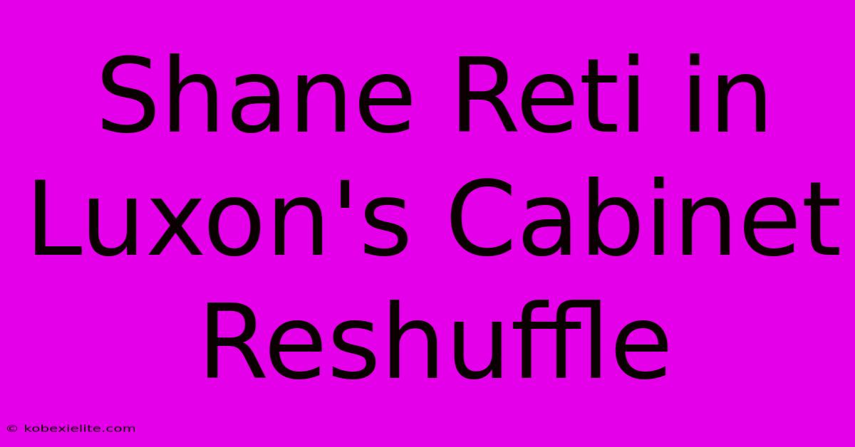 Shane Reti In Luxon's Cabinet Reshuffle