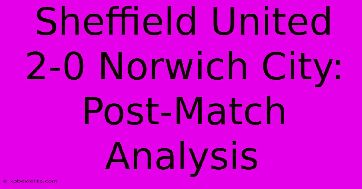 Sheffield United 2-0 Norwich City: Post-Match Analysis