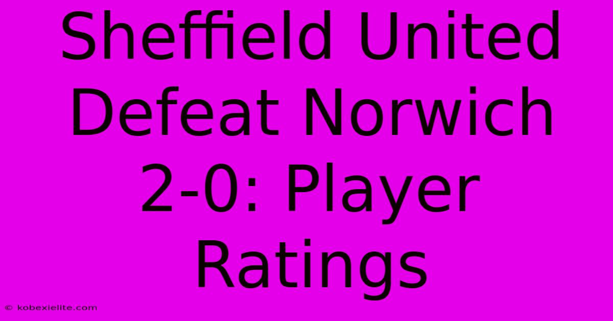 Sheffield United Defeat Norwich 2-0: Player Ratings