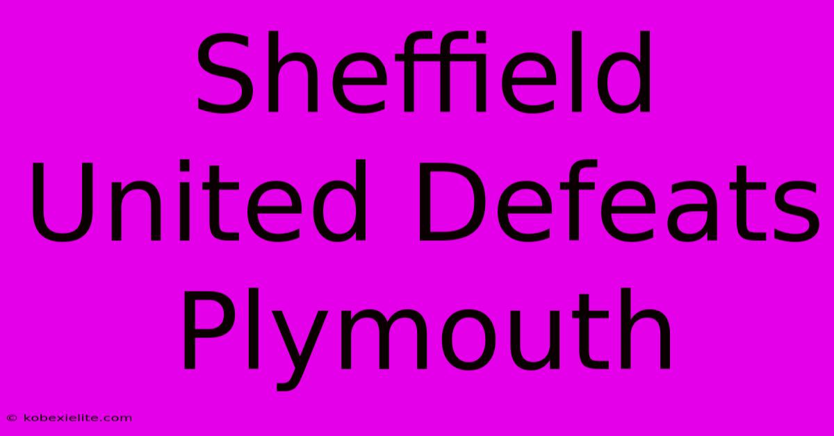 Sheffield United Defeats Plymouth Sheffield United Defeats Plymouth
