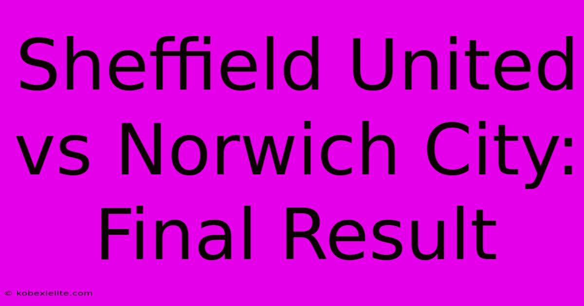 Sheffield United Vs Norwich City: Final Result