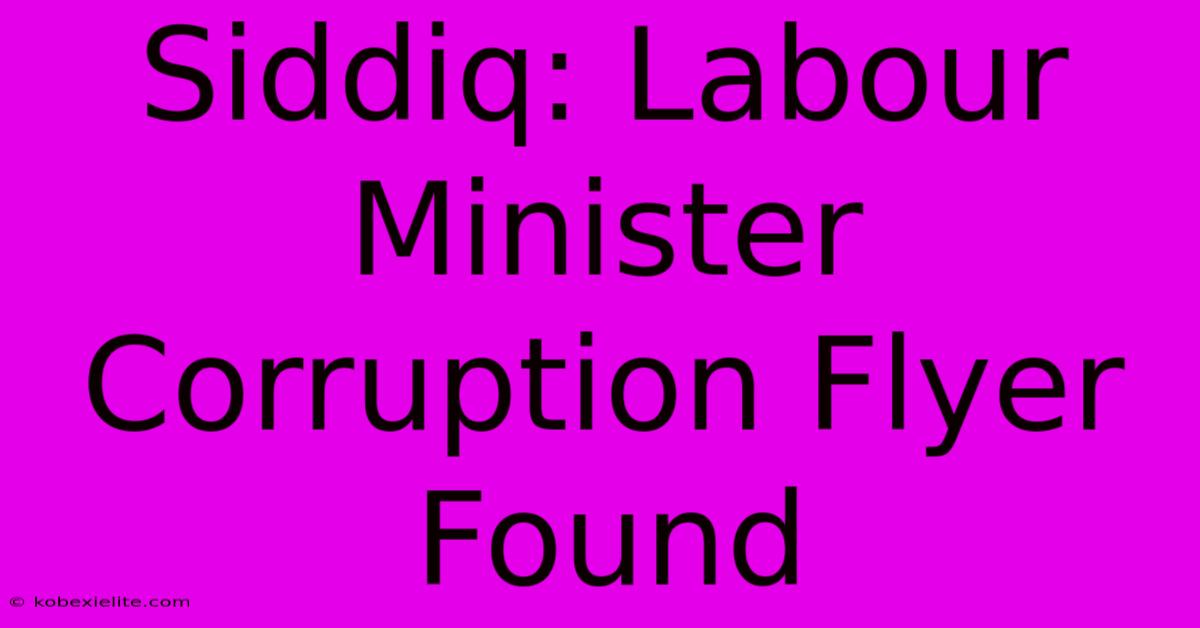 Siddiq: Labour Minister Corruption Flyer Found