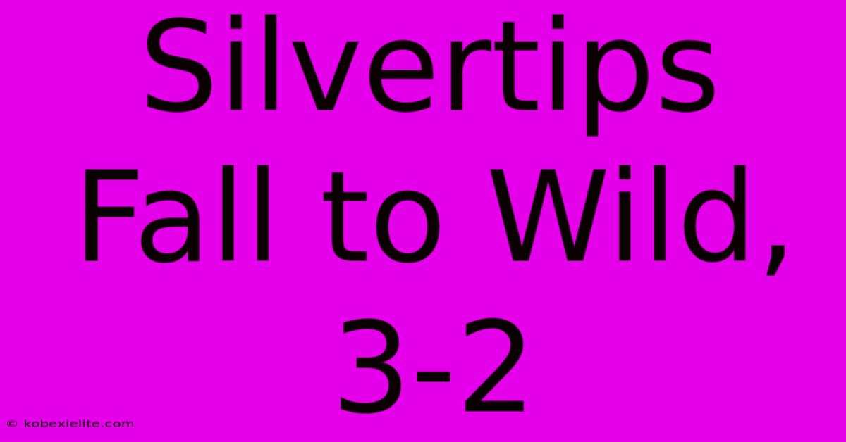 Silvertips Fall To Wild, 3-2 Silvertips Fall To Wild, 3-2