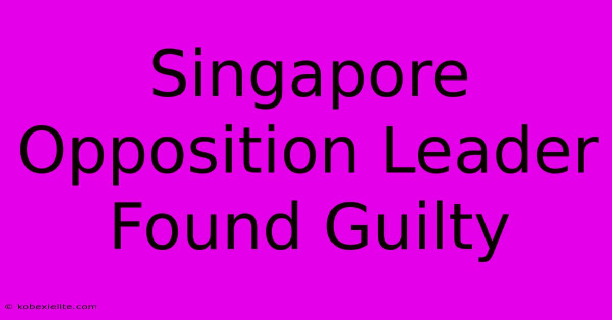 Singapore Opposition Leader Found Guilty