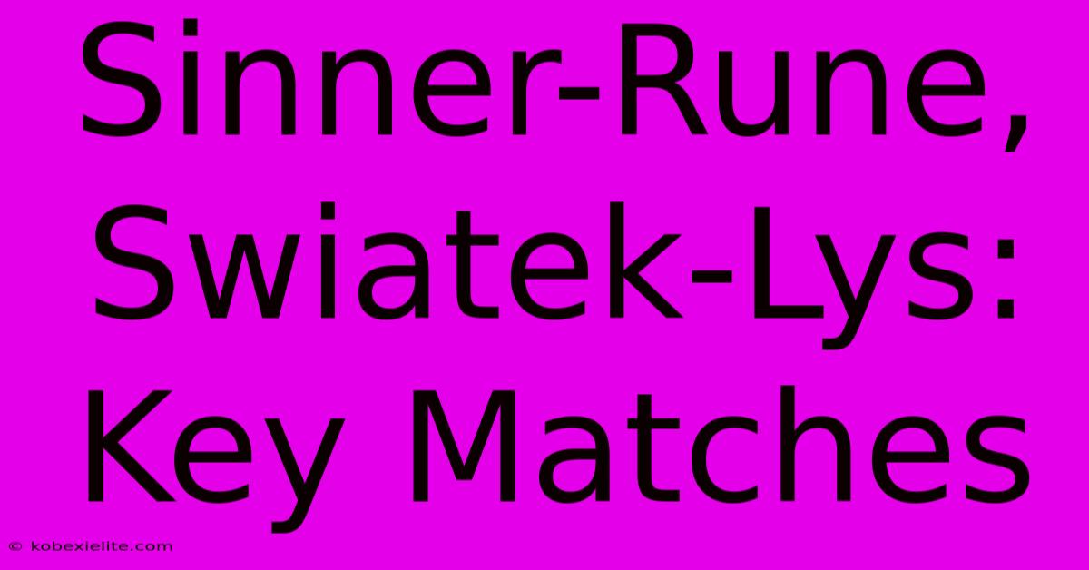 Sinner-Rune, Swiatek-Lys: Key Matches